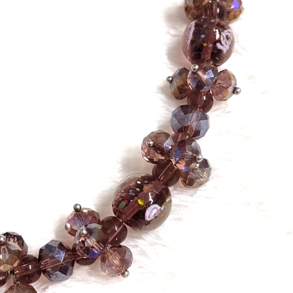 Beautiful Vintage Rosey/Mauve Crystal Beaded Necklace 20" Long - Picture 6 of 13
